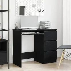 Kantoormeubelen*vidaXL Bureau 90x45x76 cm spaanplaat kleurig Zwart eiken