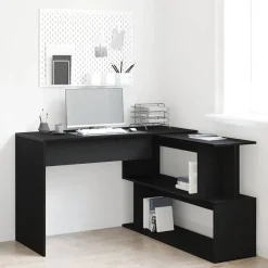 Kantoormeubelen*vidaXL Bureau 200 x 50 x 76 cm Bewerkt hout Zwart eiken