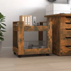Trolleys*vidaXL Bureaukastje 60x45x60 cm bewerkt hout kleurig Gerookt eiken