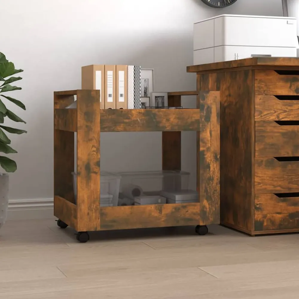 Trolleys*vidaXL Bureaukastje 60x45x60 cm bewerkt hout kleurig Gerookt eiken