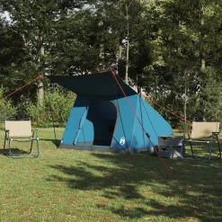 Buitensport*vidaXL Camping Tent met dak met opslag 282 x 225 x 154 cm taft Blauw