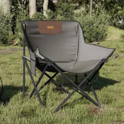 Tuinmeubelen*vidaXL Campingstoelen 2 st met vakje inklapbaar Grijs