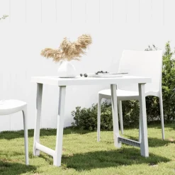 Tuinmeubelen*vidaXL Campingtafel hout-look 79x56x64 cm PP Wit