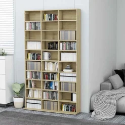 Kasten & Opbergmeubelen*vidaXL Cd-kast 102x23x177,5 cm bewerkt hout kleurig Sonoma eiken
