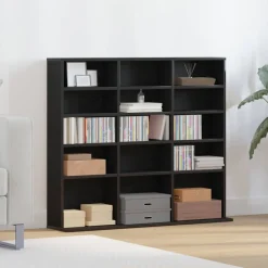 Kasten & Opbergmeubelen*vidaXL CD-kast 100x23x89,5 cm bewerkt hout kleurig Zwart eiken