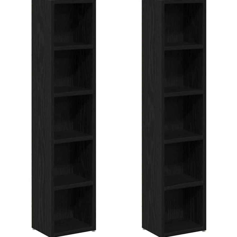 Kasten & Opbergmeubelen*vidaXL CD-kasten 2 st 21x16x93,5 cm spaanplaat kleurig Zwart eiken