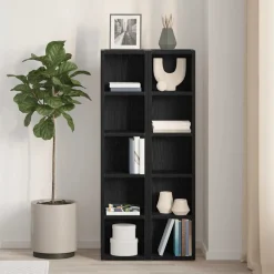 Kasten & Opbergmeubelen*vidaXL CD-kasten 2 st 21x16x93,5 cm spaanplaat kleurig Zwart eiken