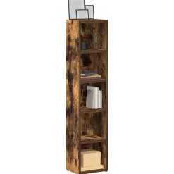 Kasten & Opbergmeubelen*vidaXL CD-kasten 2 st 21x16x93,5 cm bewerkt hout kleurig Gerookt eiken