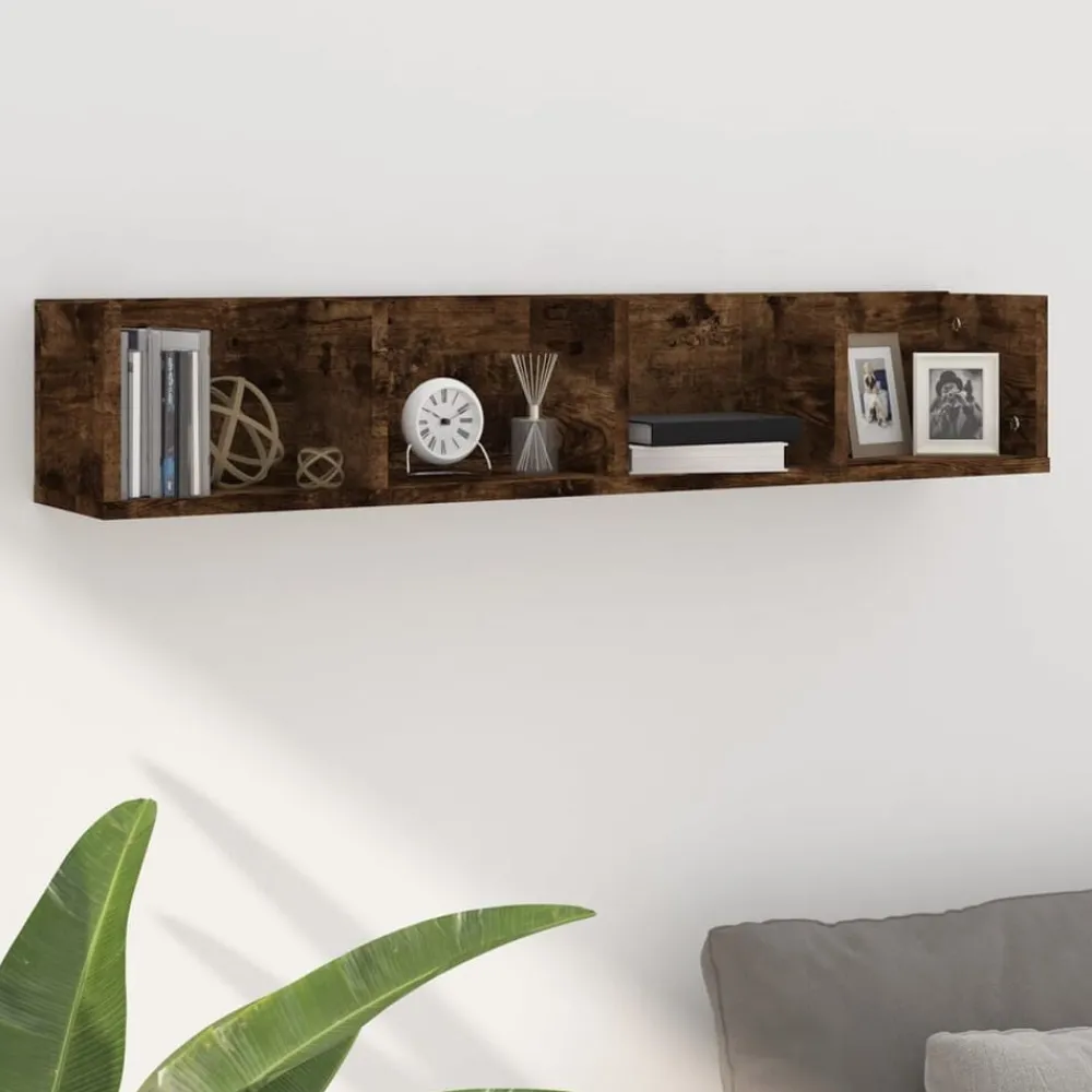 Boekenkasten & Wandplanken*vidaXL CD-wandschap 100x18x18 cm bewerkt hout kleurig Gerookt eiken