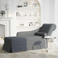 Stoelen*vidaXL Chaise longue met bolster&rechterarmleuning fluweel Donkergrijs
