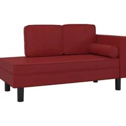 Banken*vidaXL Chaise longue met kussens en bolster kunstleer Wijnrood