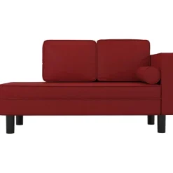 Banken*vidaXL Chaise longue met kussens en bolster kunstleer Wijnrood