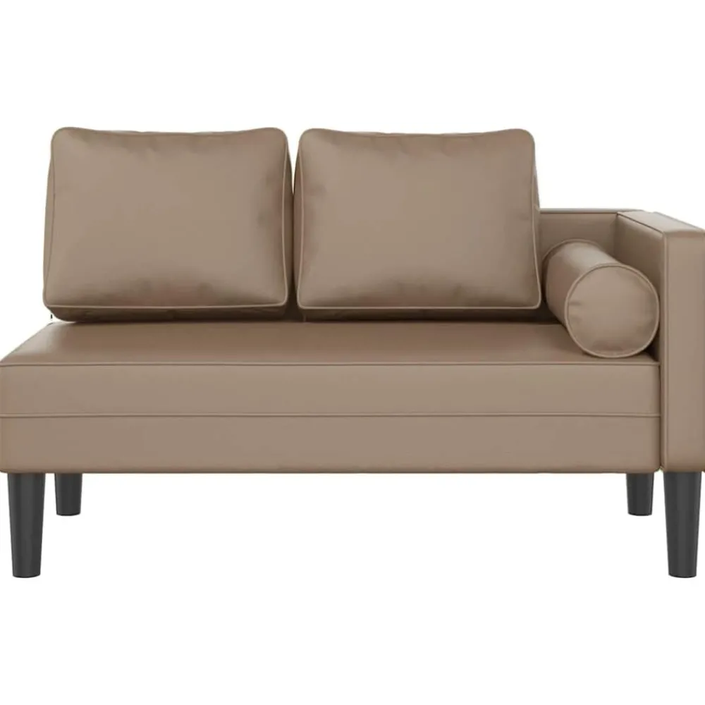 Stoelen*vidaXL Chaise longue met kussens kunstleer Cappuccino