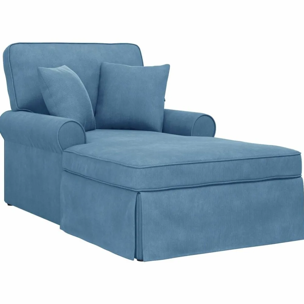 Chaise Lounge met Rok met kussen 3 pcs Katoen Stof>vidaXL Clearance