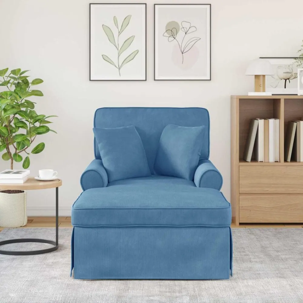 Chaise Lounge met Rok met kussen 3 pcs Katoen Stof>vidaXL Clearance