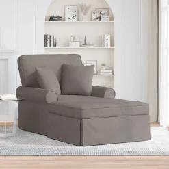 Stoelen*vidaXL Chaise Lounge met Rok met kussen met kussen 3 pcs Stof Taupe