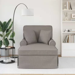 Stoelen*vidaXL Chaise Lounge met Rok met kussen met kussen 3 pcs Stof Taupe