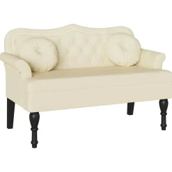 Chesterfield Bank met kussen Crème 120,5 x 65 x 75 cm Nep Leer>vidaXL Outlet