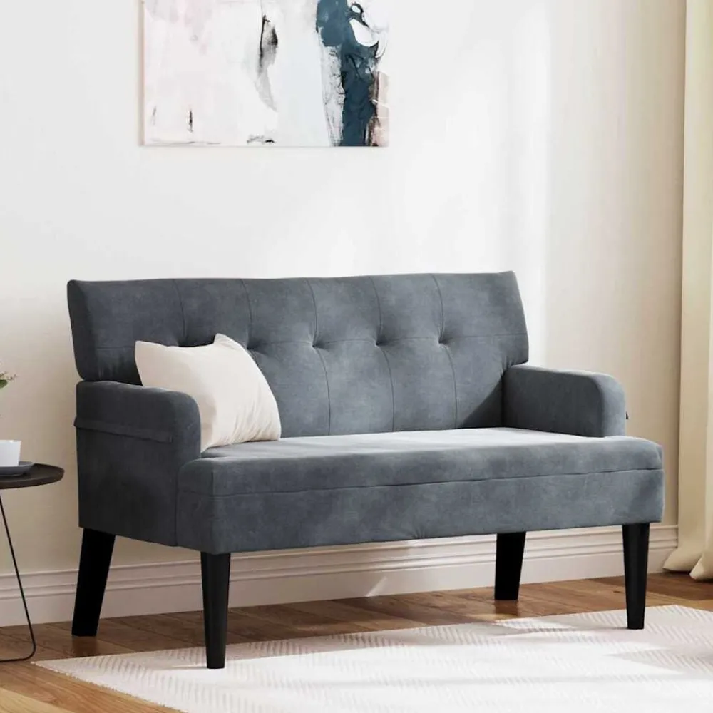 Bankjes*vidaXL Chesterfield Bank 112 x 65,5 x 75 cm Fluweel Donkergrijs