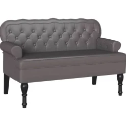 Bankjes*vidaXL Chesterfield Bank 119,5 x 64,5 x 75 cm Nep Leer Grijs