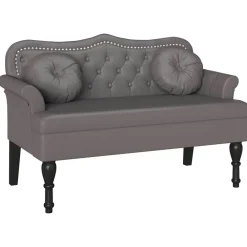 Chesterfield Bank met kussen 120,5 x 65 x 75 cm Nep Leer>vidaXL Sale