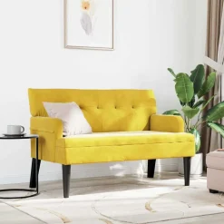 Bankjes*vidaXL Chesterfield Bank 112 x 65,5 x 75 cm Fluweel Geel