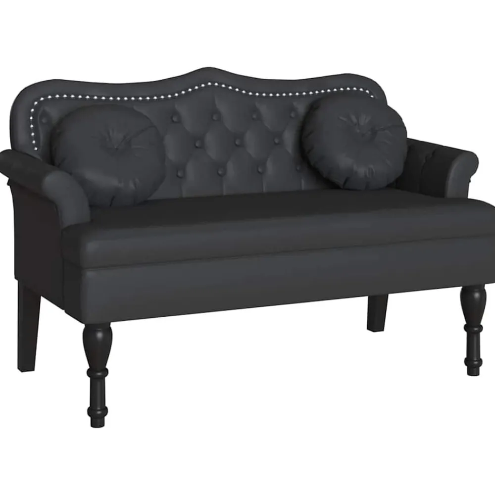 Bankjes*vidaXL Chesterfield Bank met kussen 120,5 x 65 x 75 cm Nep Leer Zwart
