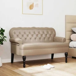 Chesterfield Bank 119,5 x 64,5 x 75 cm Nep Leer><noscript><img width=