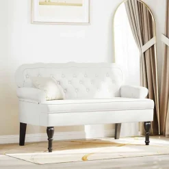Chesterfield Bank 119,5 x 64,5 x 75 cm Nep Leer>vidaXL Outlet