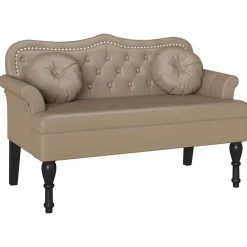 Bankjes*vidaXL Chesterfield Bank 120,5 x 65 x 75 cm Nep Leer Cappuccino