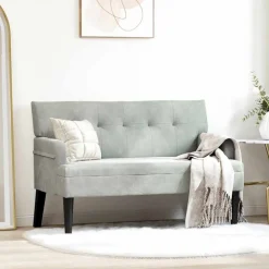 Bankjes*vidaXL Chesterfield Bank 112 x 65,5 x 75 cm Fluweel Lichtgrijs