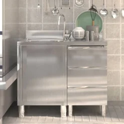 Catering & Horeca*vidaXL Commerciële Keukenkasten 2 st. Roestvrij Staal