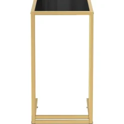 Computer bijzettafel 50x35x65 cm gehard glas zwart><noscript><img width=