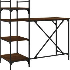 Kantoormeubelen*vidaXL Computerbureau met schappen 120x47x109 cm bruin eikenkleur