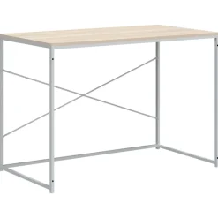 Kantoormeubelen*vidaXL Computerbureau 110x60x70 cm bewerkt hout kleurig Wit en eiken