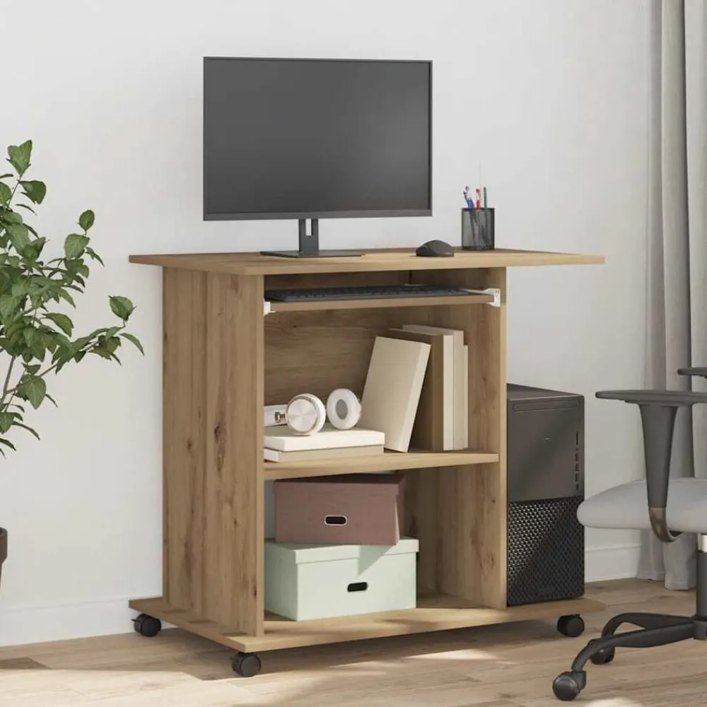 Computerbureau 80x50x75 cm bewerkt hout artisanaal eikenkleur>vidaXL Sale