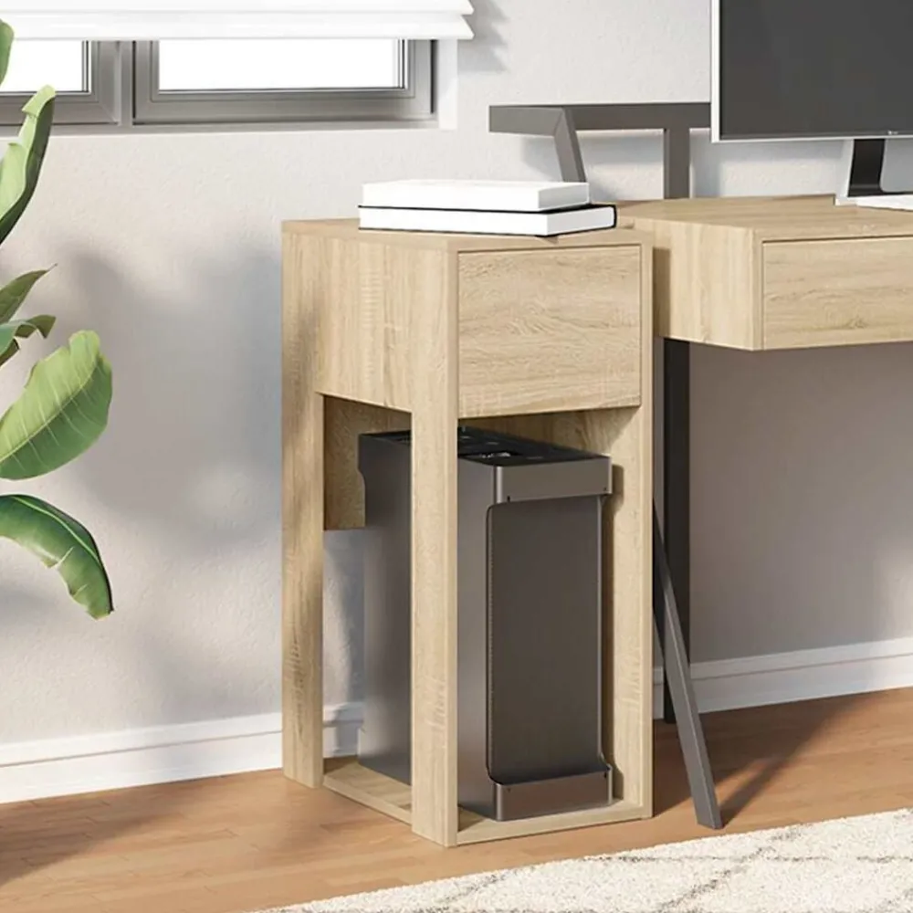 Kantoormeubelen*vidaXL Computertorenstandaard met lade 30x44x74 cm kleurig Sonoma eiken