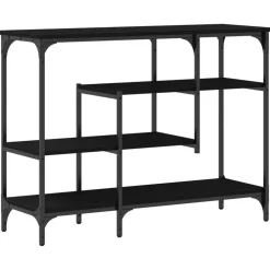 Tafels*vidaXL Console Tafel met plank met opslag 100 x 35 x 75 cm Zwart eiken