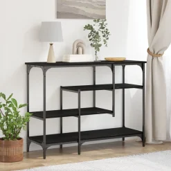Tafels*vidaXL Console Tafel met plank met opslag 100 x 35 x 75 cm Zwart eiken