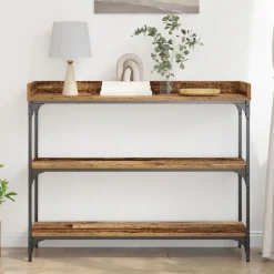 Console Tafel 100 x 30 x 80 cm Gelaagd hout en metaal><noscript><img width=