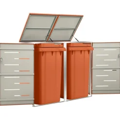 Huishoudelijke Benodigdheden*vidaXL Containerberging dubbel 138x77,5x112,5 cm roestvrij staal Oranje