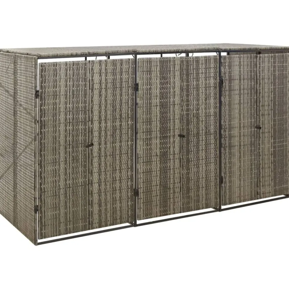 Huishoudelijke Benodigdheden*vidaXL Containerberging driedubbel 207x80x117 cm poly rattan Grijs