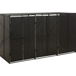 Huishoudelijke Benodigdheden*vidaXL Containerberging driedubbel 207x80x117 cm poly rattan Zwart
