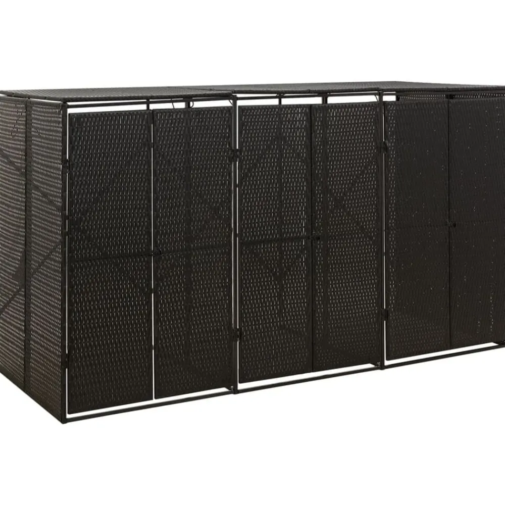 Huishoudelijke Benodigdheden*vidaXL Containerberging driedubbel 207x80x117 cm poly rattan Zwart
