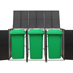 Huishoudelijke Benodigdheden*vidaXL Containerberging driedubbel 207x80x117 cm poly rattan Zwart