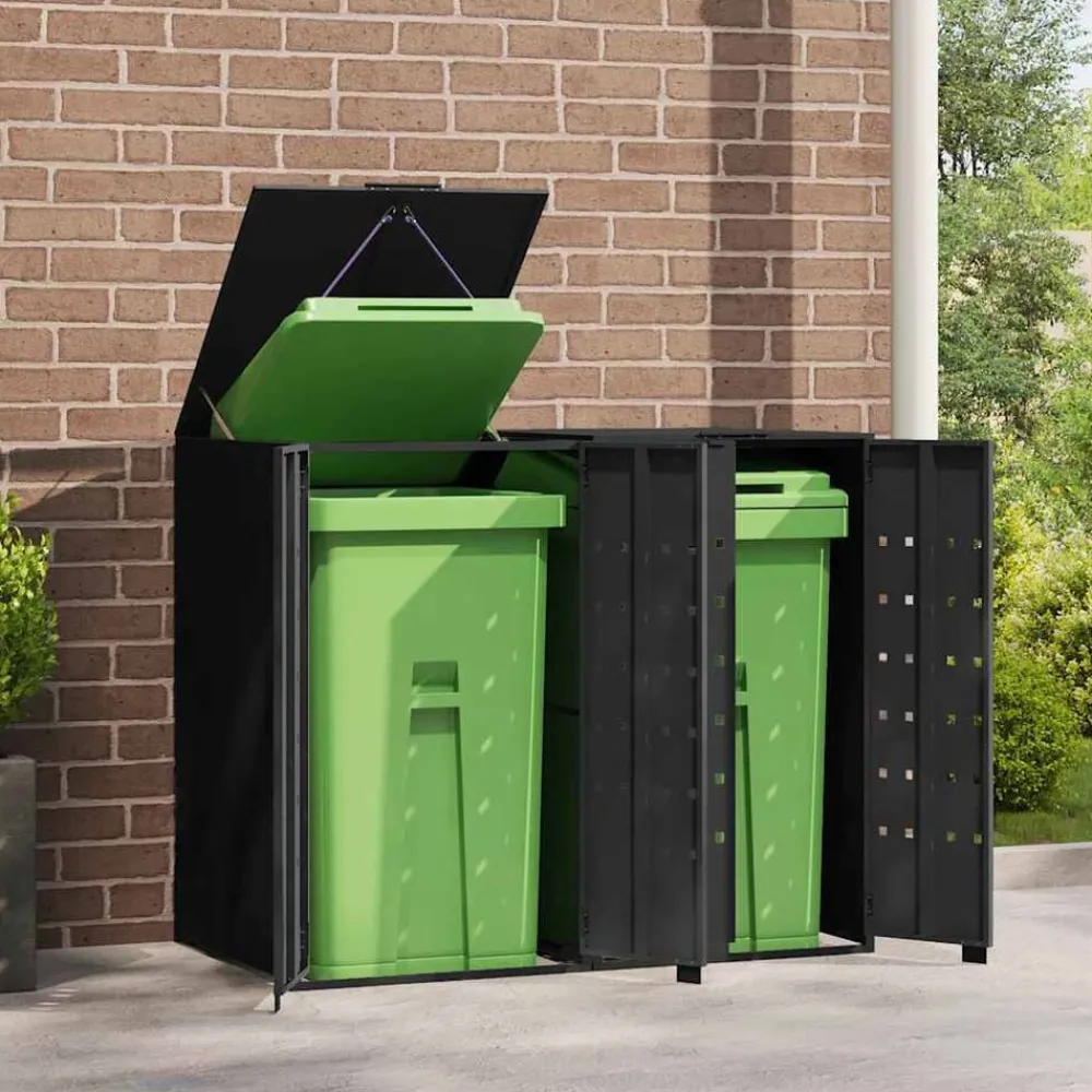 Huishoudelijke Benodigdheden*vidaXL Containerberging voor 2 containers 138x79x117 cm staal Zwart
