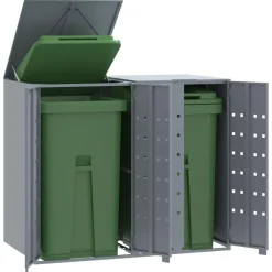 Huishoudelijke Benodigdheden*vidaXL Containerberging voor 2 containers 138x79x117 cm staal Grijs