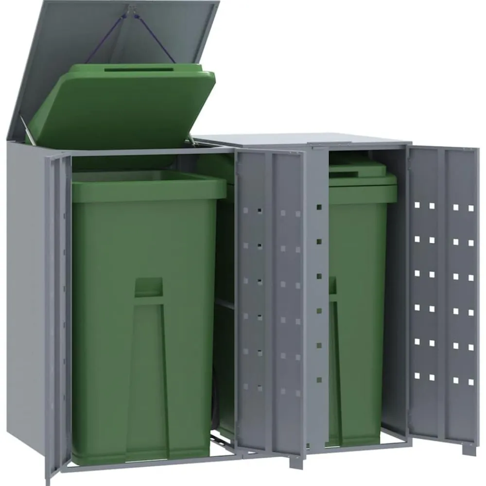 Huishoudelijke Benodigdheden*vidaXL Containerberging voor 2 containers 138x79x117 cm staal Grijs
