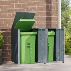 Huishoudelijke Benodigdheden*vidaXL Containerberging voor 2 containers 138x79x117 cm staal Grijs