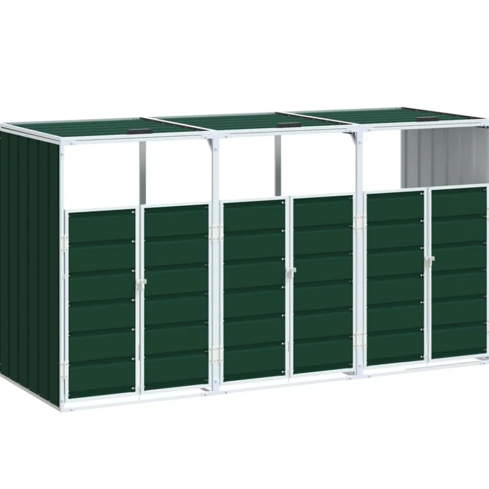Huishoudelijke Benodigdheden*vidaXL Containerberging voor 3 containers 216x81x115 cm staal Groen